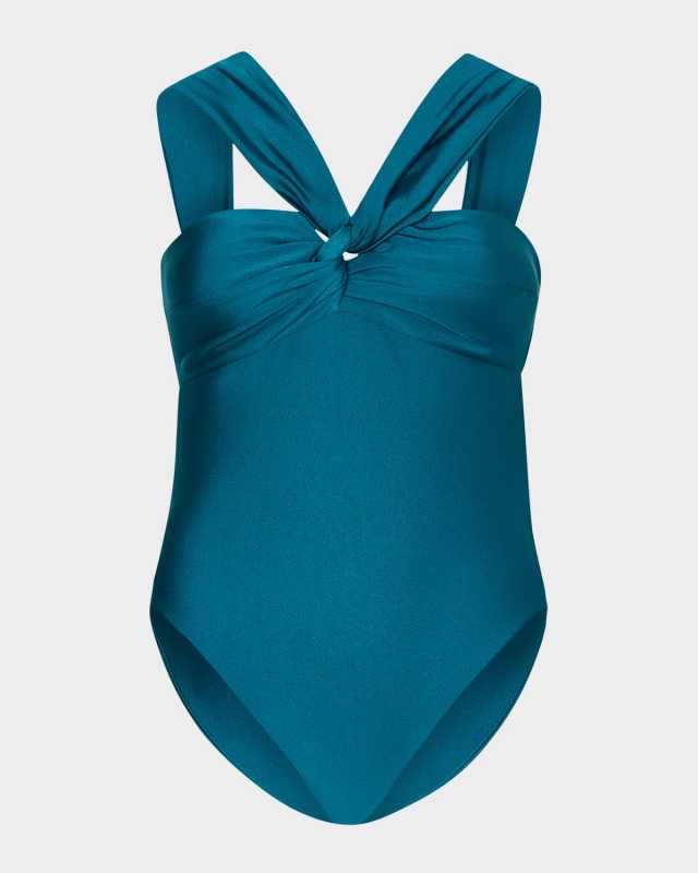 Betsy Gloss Draped Bandeau One-Piece Swimsuit